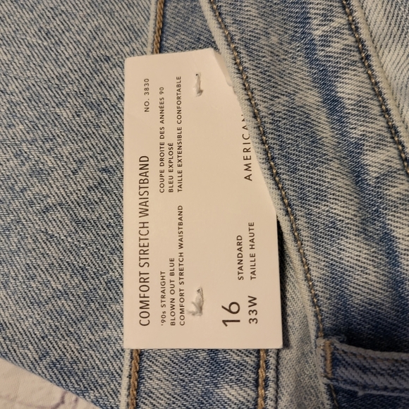American Eagle 90s Straight  Comfort Stretch Waistband Blue Jeans Size 16/33W - Picture 14 of 15